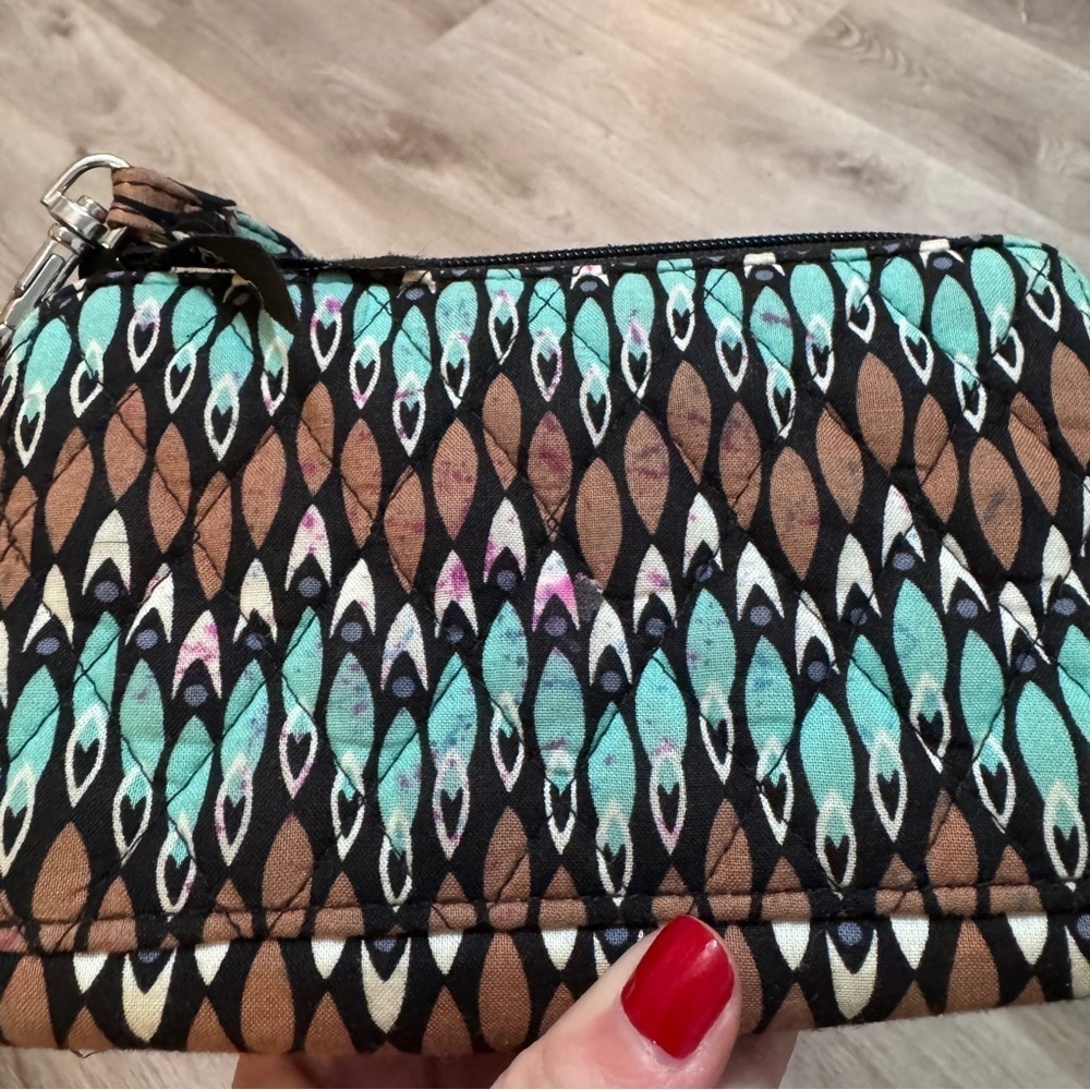Vera Bradley All In One Crossbody Sierra Stream Purse Bag Wallet Blue Brown - Picture 7 of 8
